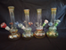 10" CUSTOM DOUBLE BUBBLE BONG WITH MARBLE OR MUSHROOM
