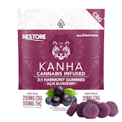 KANHA: Harmony 2:1 (CBG:THC) Acai Blueberry Gummies 100mg/10-Piece (I)