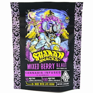 SHAMAN EXTRACTS - Mixed Berry Blast with Sugar Bits 100mg 10 Pack Live Resin Gummies - Shaman Extracts