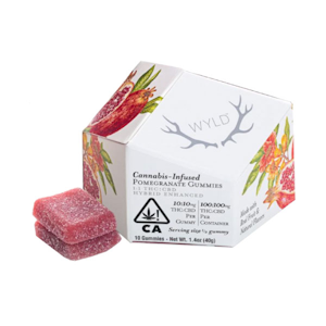 WYLD Gummies - 100mg 1:1 CBD/THC WYLD- Pomegranate Gummies 