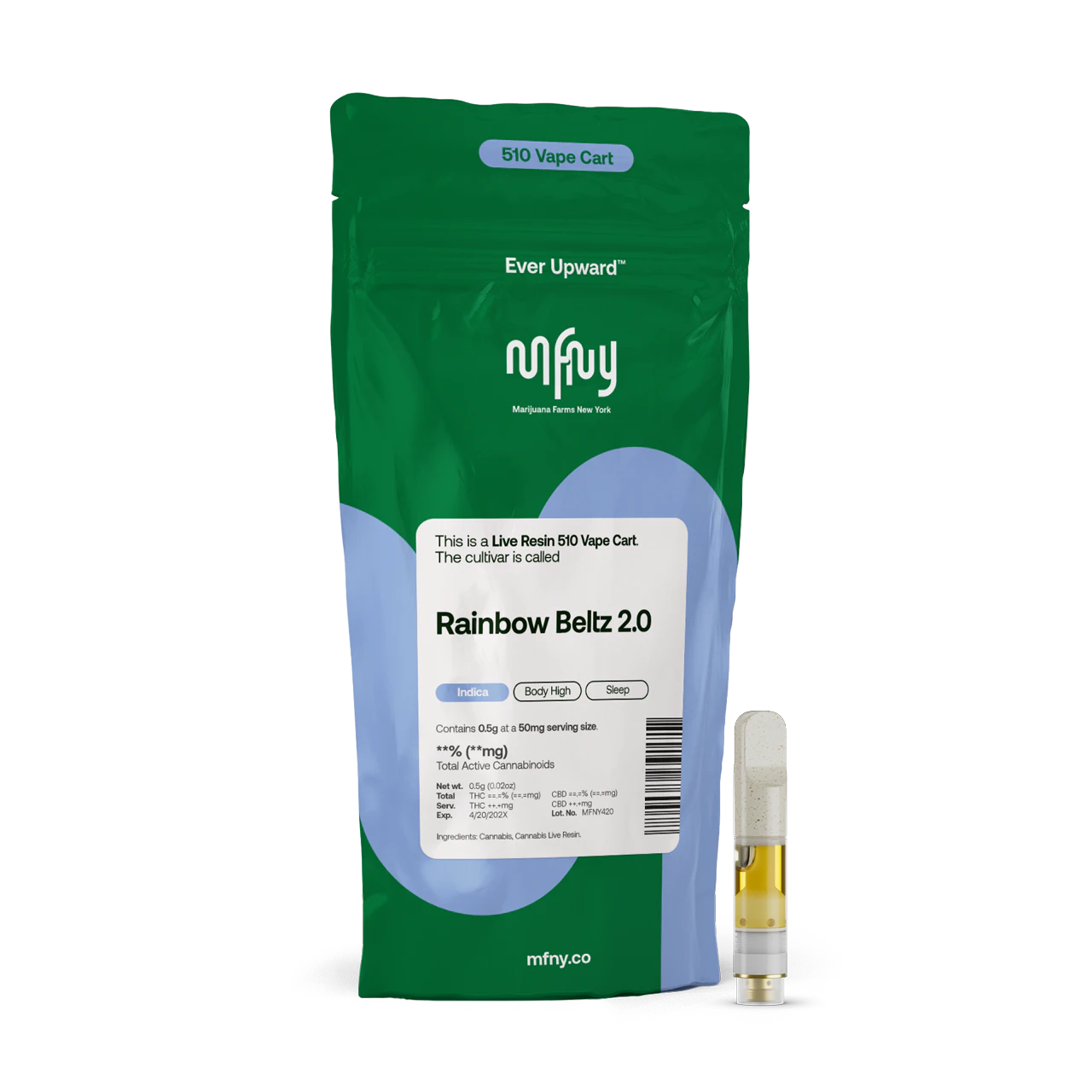 MFNY - MFNY - Rainbow Beltz 2.0 - Live Resin - 83.96% THC - 0.5g - Vape Cartridge Main Image