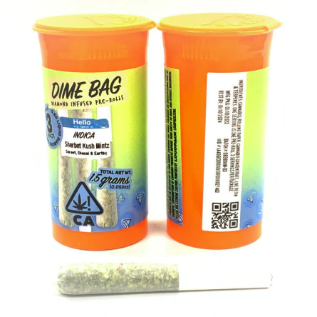 Dime Bag - Sherbet Kush Mintz - Liquid Diamond Infused Prerolls 3pk (1.5g)  Main Image