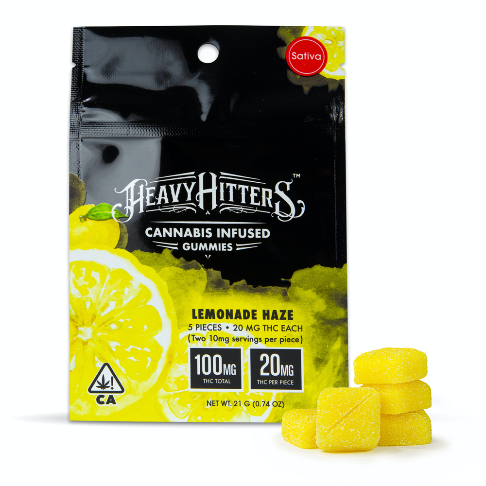100mg THC Heavy Hitters Lemonade Haze Gummies (20mg 5 pack) Sacramento Cannabis Dispensary