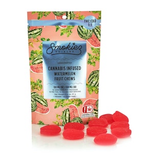 Smokiez Edibles - 200mg 1:1 CBD Watermelon Fruit Chews (10mg CBD, 10mg THC - 10 pack)  - Smokiez