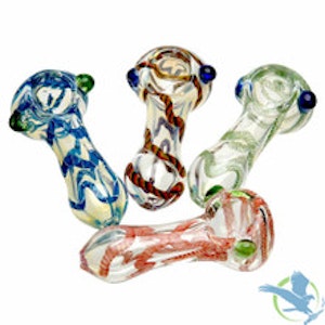 Glass - Ribboned & Fumed Color Bowl Spoon Hand Pipe
