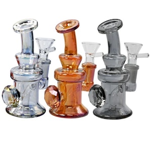 MJ Wholesale - 6" Diamond at Side Electro Rig Water Pipe - Smokey