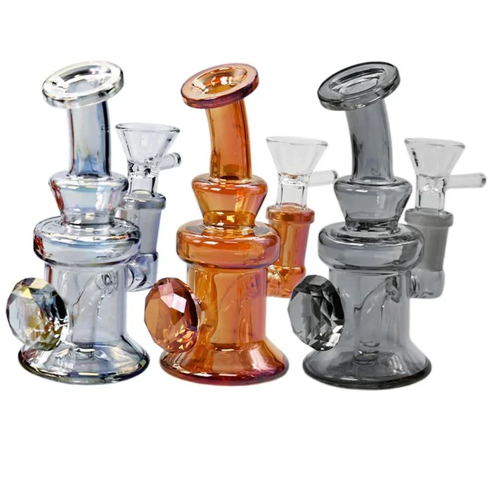 MJ WHOLESALE - 6" Diamond at Side Electro Rig Water Pipe - Smokey Main Image