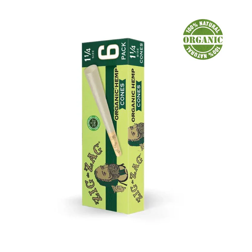 Zig-Zag - 6pk Organic Hemp Cones (1 1/4 Size) - ZIG-ZAG Main Image