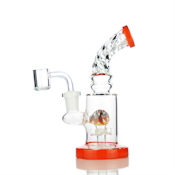 7" Dab Rig with Twisted Neck Rod Color with 14mm Male Quartz Banger