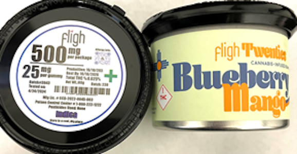 Assurance Labs - FLIGH -Blueberry Mango *Medical* Gummies (20pc / 500mg) - Indica