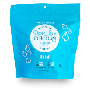 Pop-Up Potcorn - Pop-up PotCorn - Ready to Eat - Sea Salt - 1:1 THC:CBD (50mg)