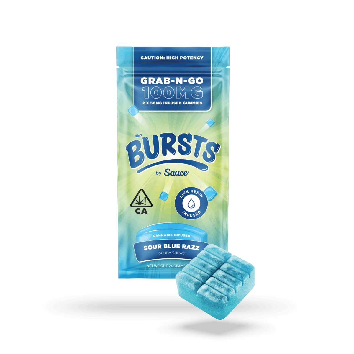 Sauce. - Sauce - Bursts - Sour Blue Razz - Gummies - 2pk - 100mg Main Image