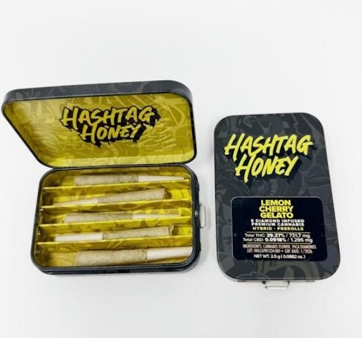 Hashtag Honey - Lemon Cherry Gruntz -Hybrid- 5pk Diamond Infused (Pre-Rolls) | Hashtag Honey   -mm5 BACK