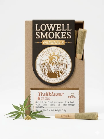 Lowell Smokes - Trailblazer -Sativa- 29.50% THC | 0.61g x 6 Originals (Pre-Rolls, 3.6g) | Lowell Smokes  - P9 front