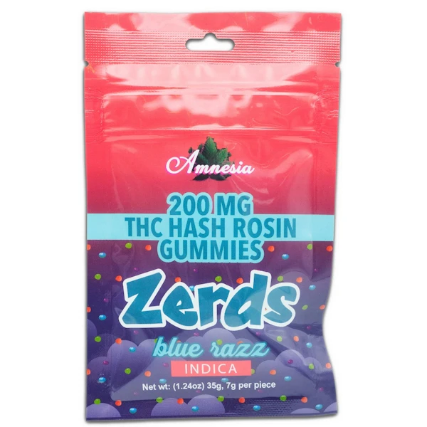 AMNESIA - Amnesia-Gummies- Zerds-Blue Razz-Indica-200mg THC Main Image