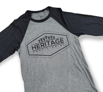 Heritage Provisioning - Gray & Black Baseball Tee - 2XL