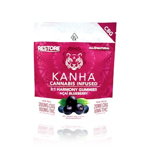 KANHA - KANHA - Edible - Acai Blueberry - CBG:THC 2:1 - NANO - Gummies - 100MG