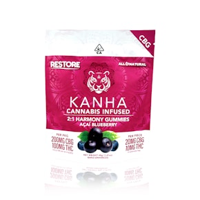 KANHA - Edible - Acai Blueberry - CBG:THC 2:1 - NANO - Gummies - 100MG