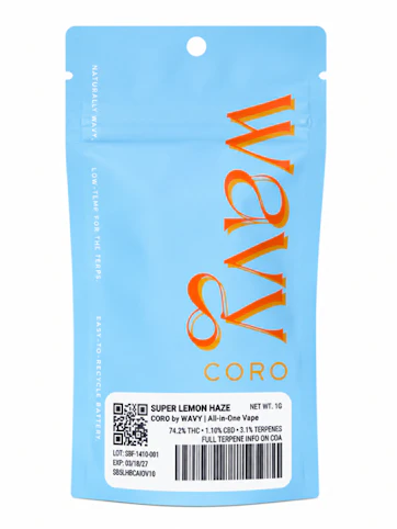 Wavy - Super Lemon Haze -Hybrid- 74.2% THC | 1g All-in-One (Vape) | Wavy  -SSS5 Front