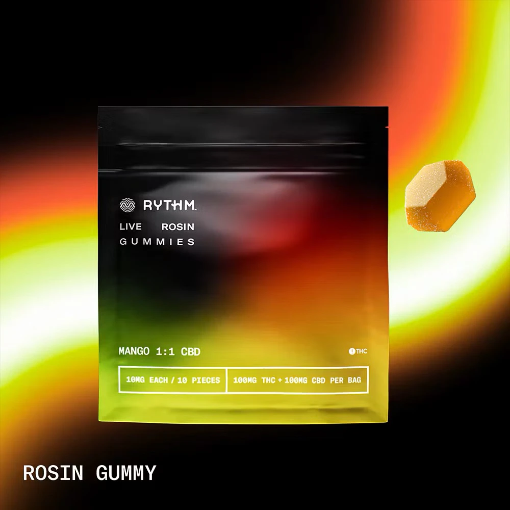 RYTHM -  RYTHM | 10pk Solventless Gummies | Mango 1:1 THC:CBD | 100mg Main Image