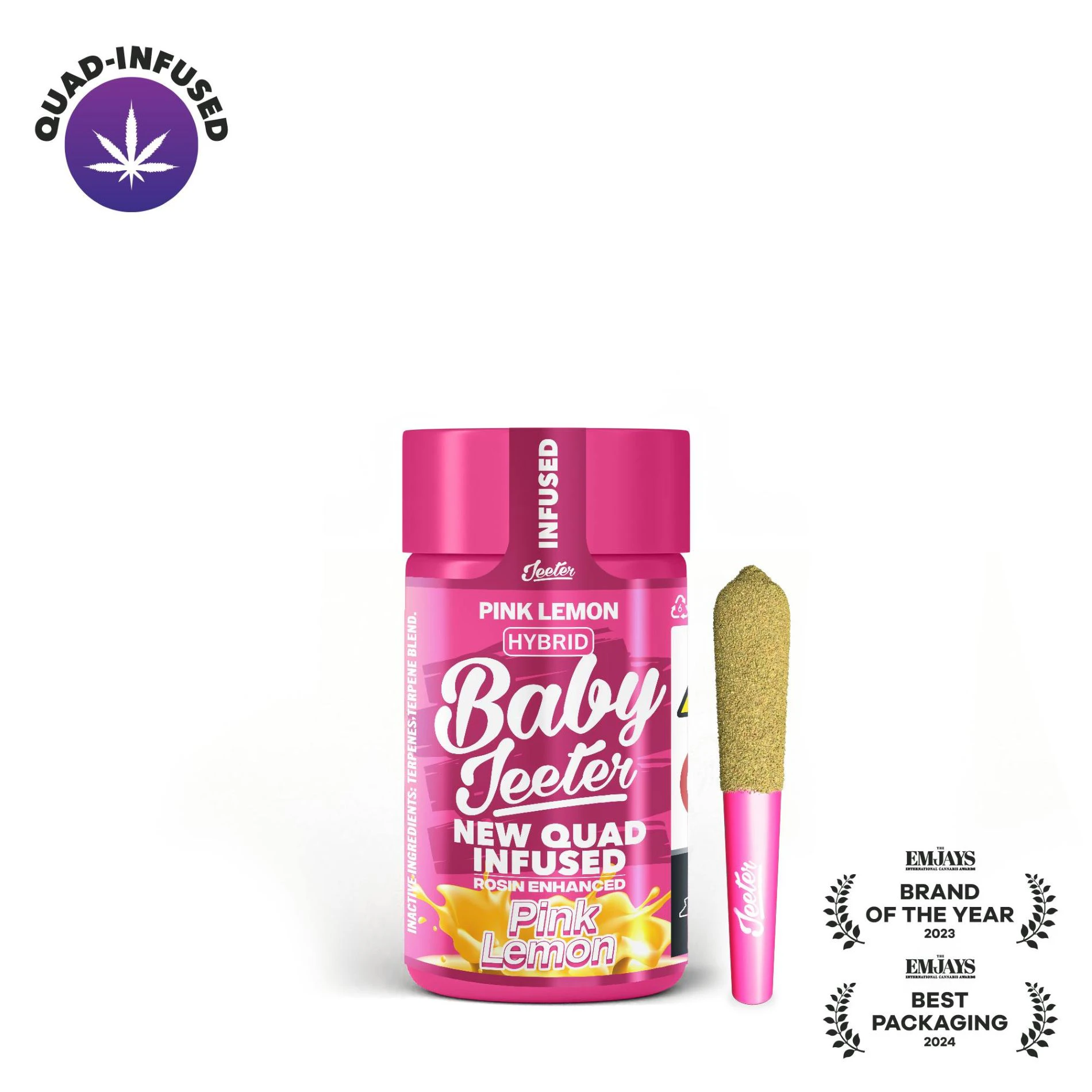 Jeeter - Baby Jeeter Quad-Infused 5pk Prerolls 2.5g Pink Lemon Main Image