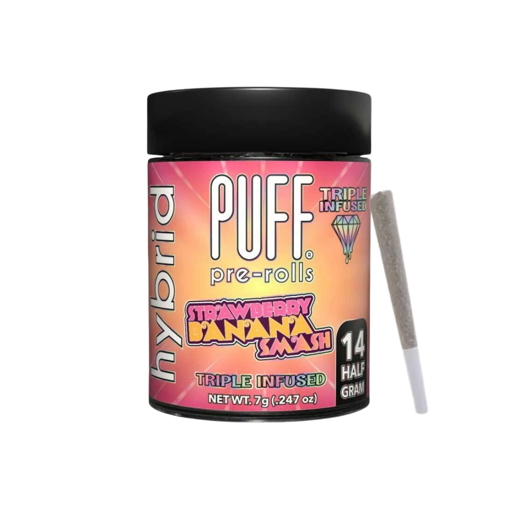 7g Strawberry Banana Smash Diamond Infused Pre-Roll Pack (.5g - 14 pack) - Puff picture