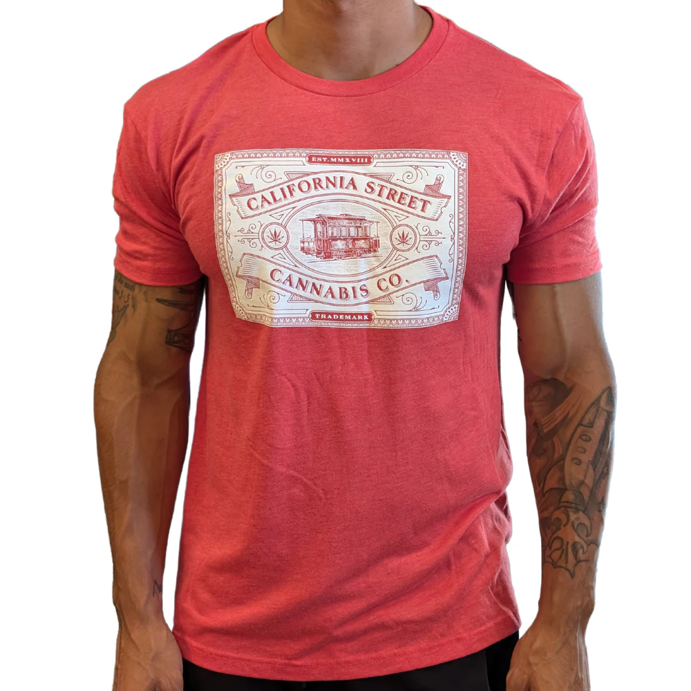 CALIFORNIA STREET CANNABIS CO - CSCC Shirt - S  Red Tri Blend/ White Logo Main Image