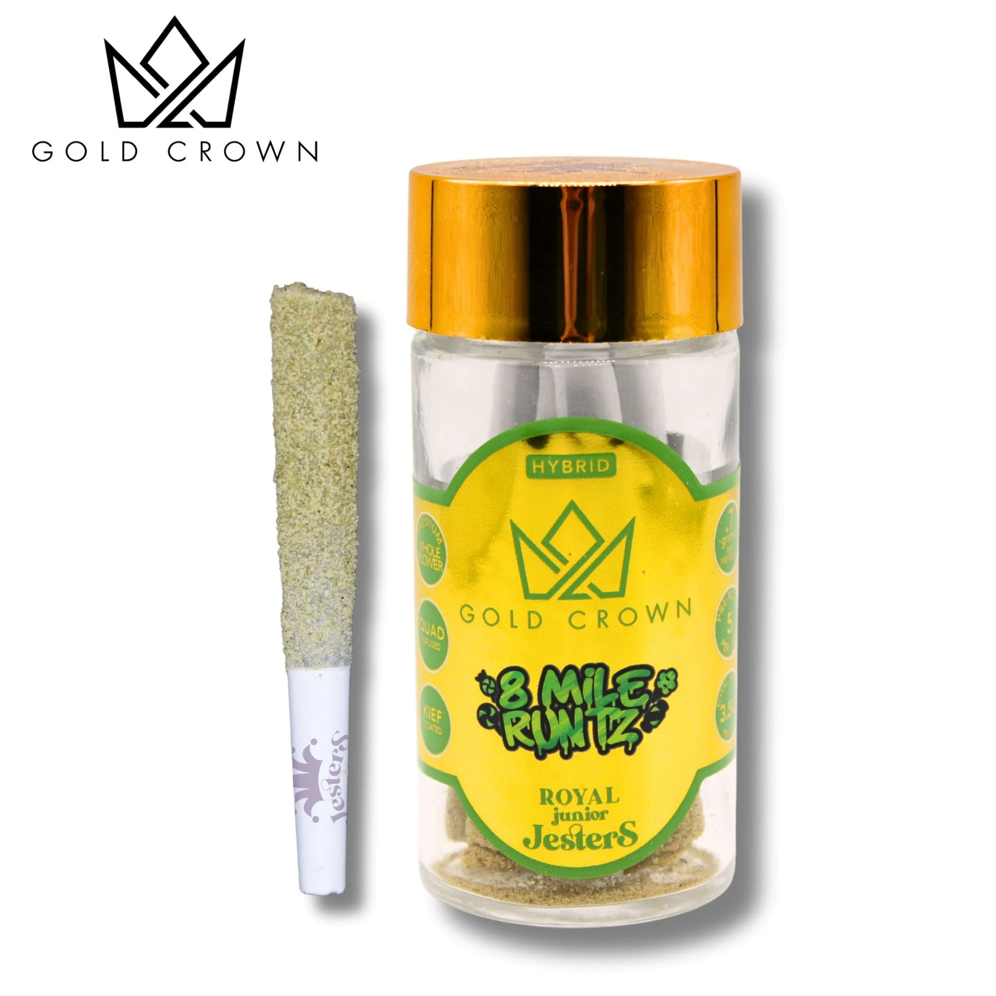 Gold Crown - Royal Junior Jesters - 8 Mile Runtz (0.7gX5pk Quad Infused Tarantula Pre-Rolls) Main Image