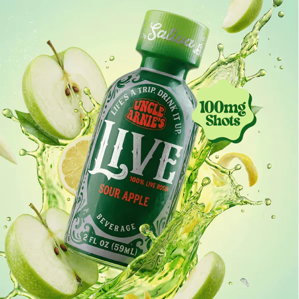 Uncle Arnies - Uncle Arnie's | Live Rosin Beverage | Sour Apple | 100mg Main Image