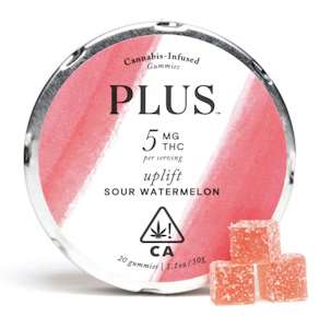 PLUS - 100mg THC Uplift Sour Watermelon PLUS Gummies (5mg - 20pack)