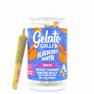 Gelato - Blueberry Muffin Lolli's 3g 5 Pack Diamond Infused Pre-Rolls - Gelato