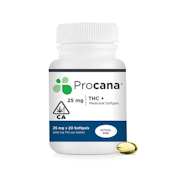 PROCANA - Softgel 20-Count Bottle 25mg THC - 500mg - Capsule/Tablet