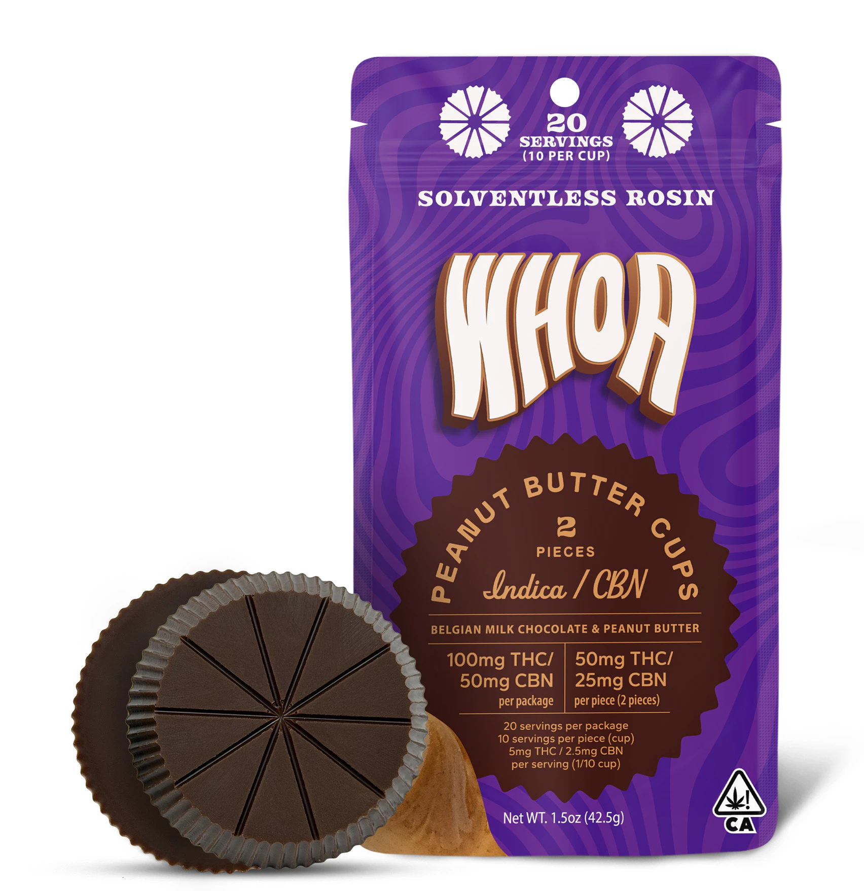 Whoa - WHOA / 2:1 THC/CBN Indica 2-Piece Solventless Rosin / Milk Chocolate Peanut Butter Cups Main Image