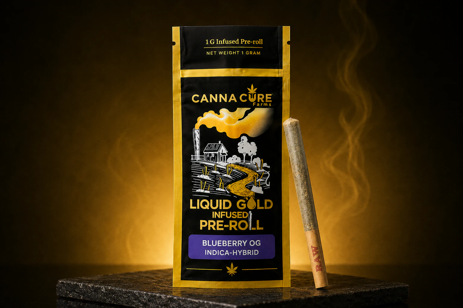 Canna Cure Farms LLC - Canna Cure | 1g Infused Pre-roll | Blueberry OG | Indica-Hybrid Main Image