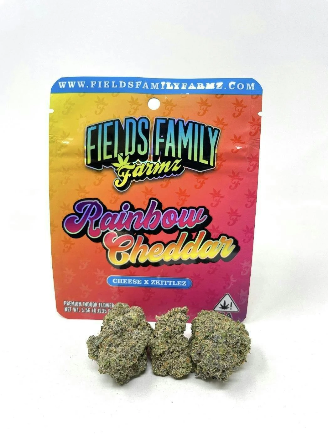 Fields Family Farmz - Rainbow Cheddar (I) 36.12% THC | Fields Family Farmz | 3.5g Flower Main Image