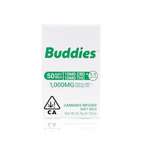 BUDDIES - Capsule - THC:CBD Soft Gels 1:1 - 50-Count - 1000MG