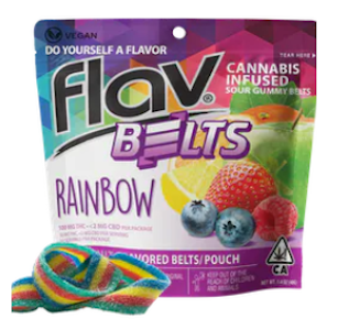 FLAV: Sour Rainbow Gummy Belts 100mg