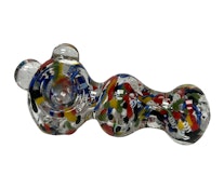 Glass - 4.5" Multi Frit Double Bead & Bubble Hand Pipe