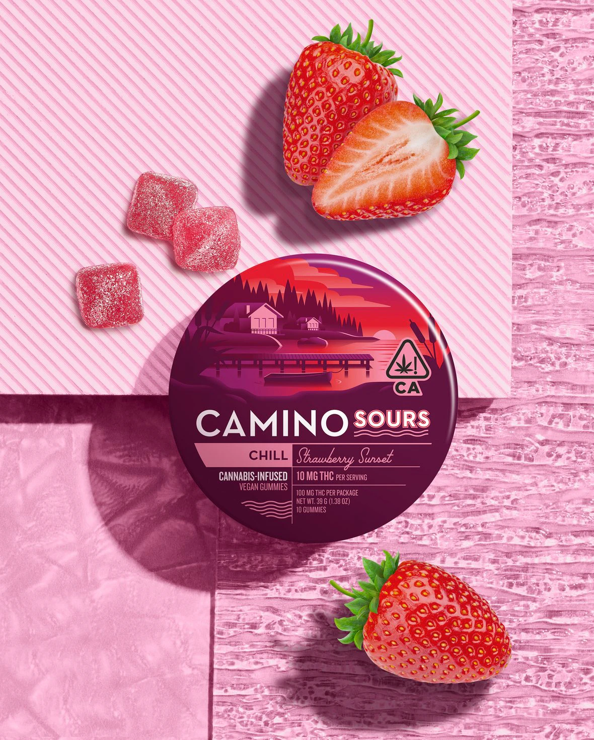Camino - Sour Strawberry Sunset | 100mg Gummies | Camino Main Image
