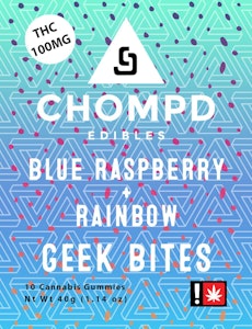 Blue Raspberry & Rainbow Geek Bites, 10pk, 100mg