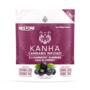 KANHA - Kanha - Acai Blueberry Harmony 2:1 CBG:THC Gummies 300mg