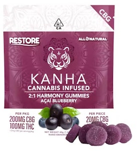 KANHA - [Kanha] CBG Gummies - 2:1 - Acai Blueberry (H)