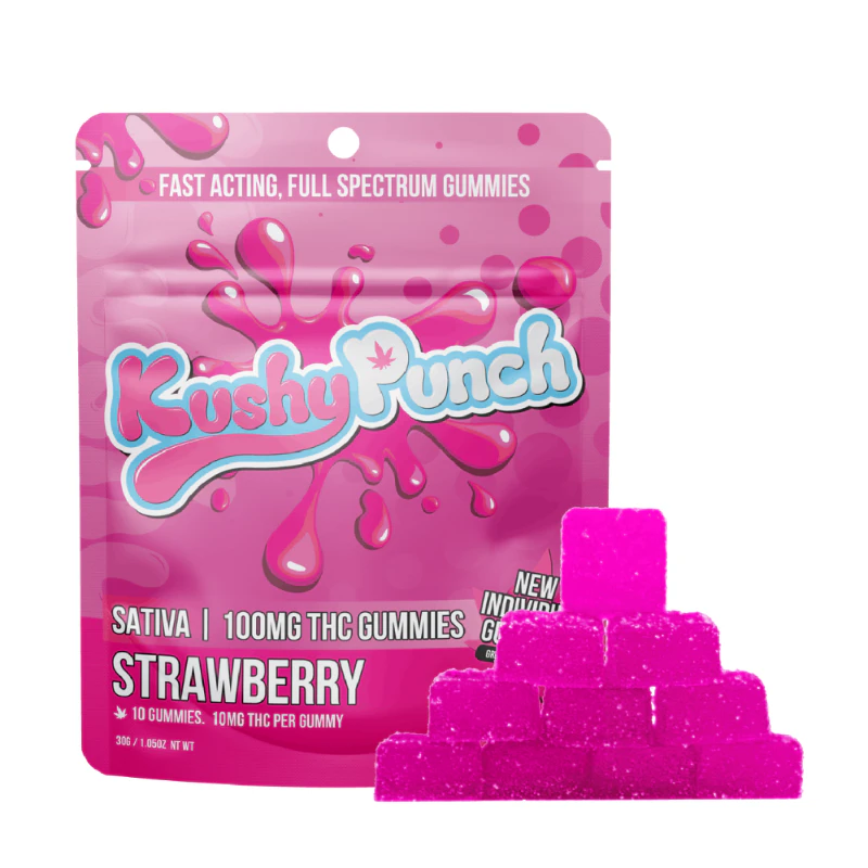 Kushy Punch - *ZECRET* 100mg THC Sativa Strawberry Individual Gummies (10mg - 10 pack) - Kushy Punch Main Image