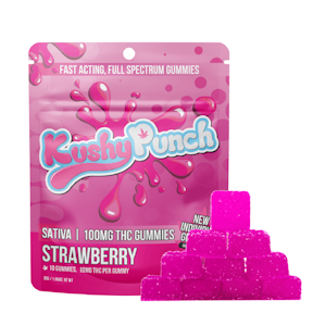 Kushy Punch - 100mg THC Sativa Strawberry Individual Gummies (10mg - 10 pack) - Kushy Punch