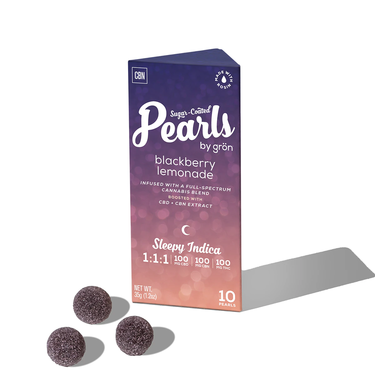 Grön - Grön | 10pk 'Pearls' Gummies | 1:1:1 Blackberry Lemonade - CBN/CBD/THC | 100mg Main Image