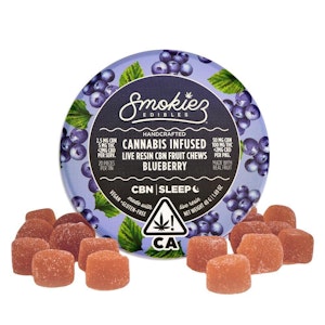SMOKIEZ - Smokiez | Sour Blueberry | 1:2 CBN:THC | Live Resin Fruit Chews | 100mg