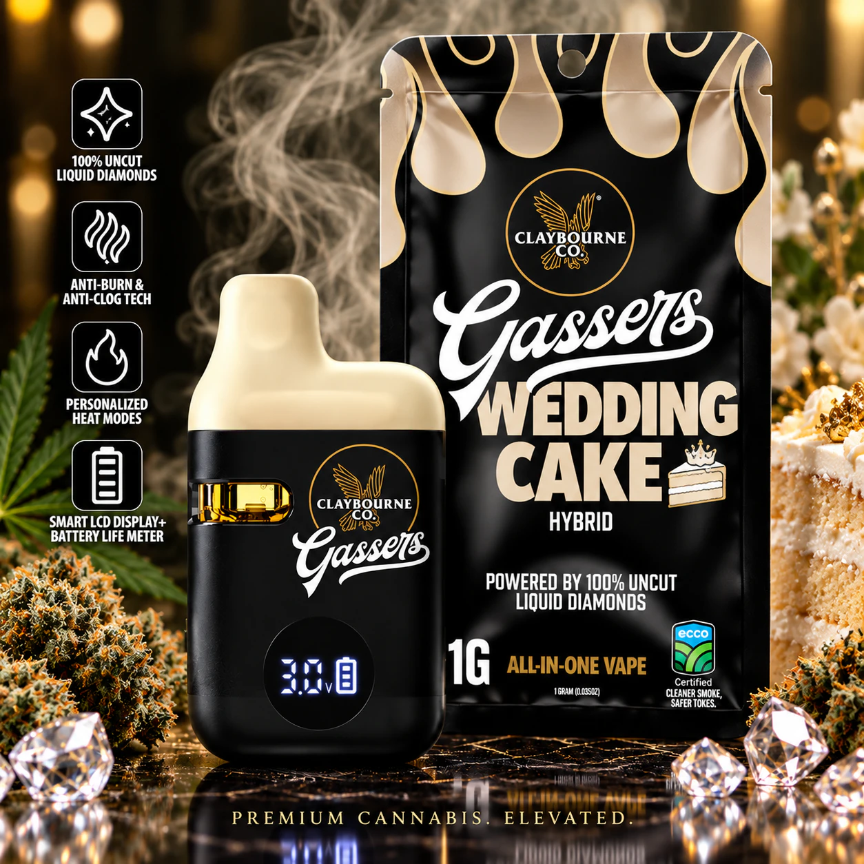 Claybourne Co. - Claybourne Co | Gassers | 1g AIO | Wedding Cake Main Image