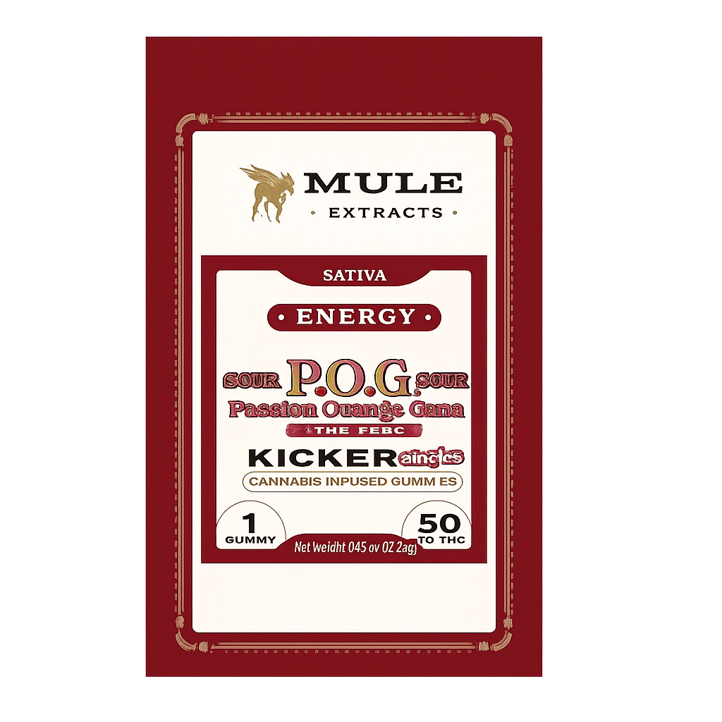 Mule Extracts - POG 1:2 THC:CBG Gummies Single Kicker 1pk 50mg Main Image