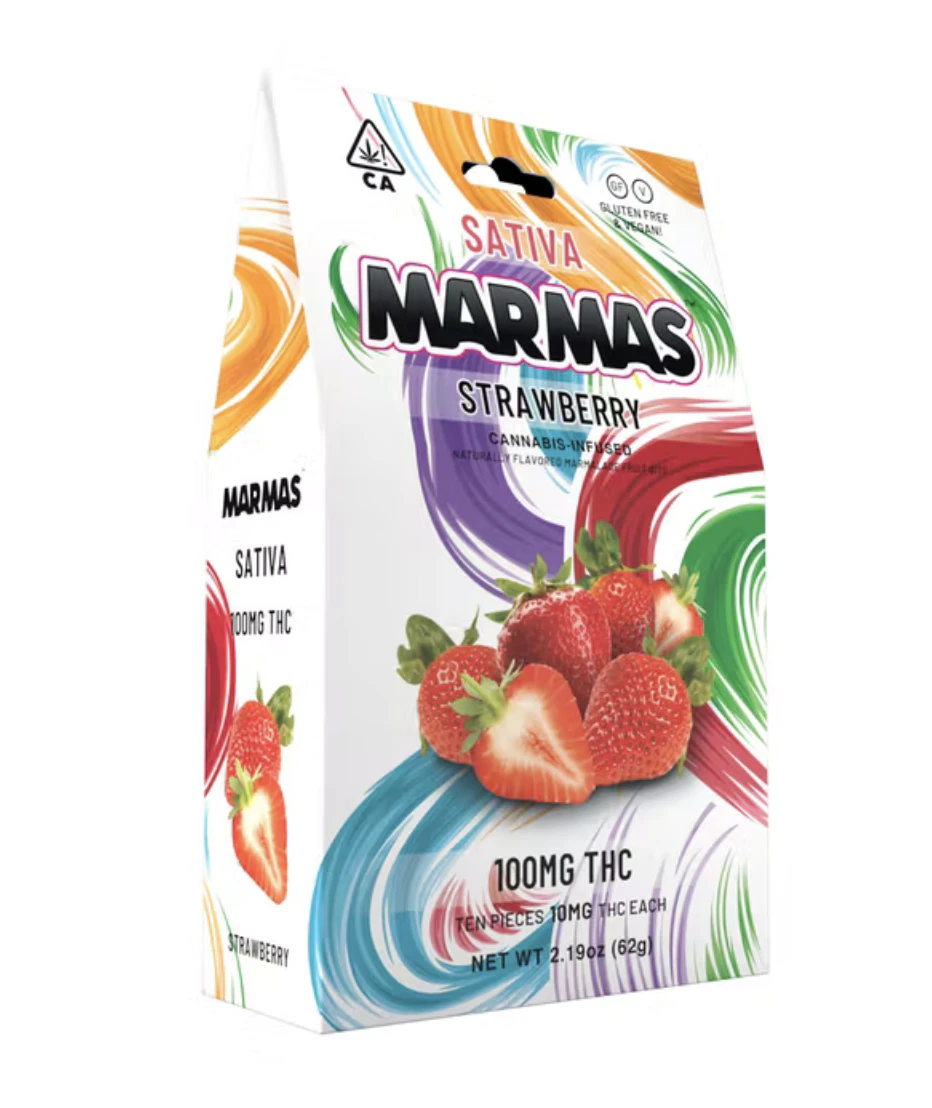 Marma's - Sativa Strawberry  | 100mg THC Gummies | Marmas Main Image