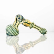 8" Large Hammer Bubbler - Yellow & Green Swirl Glass